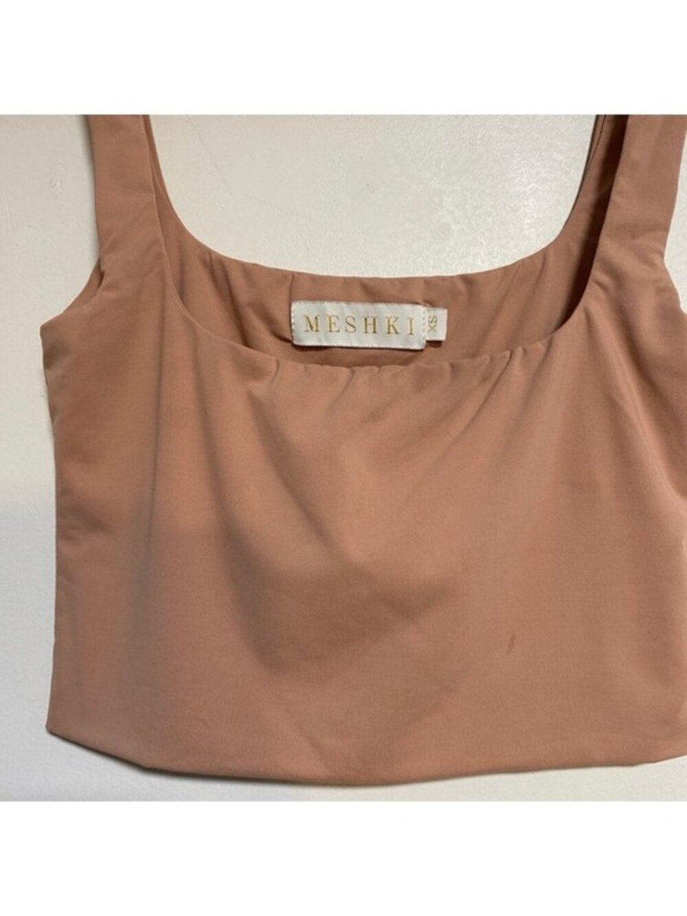 MESHKI Blush Pink Cropped Tank Top – Size XS – Minimal Square Neck - Picture 8 of 8